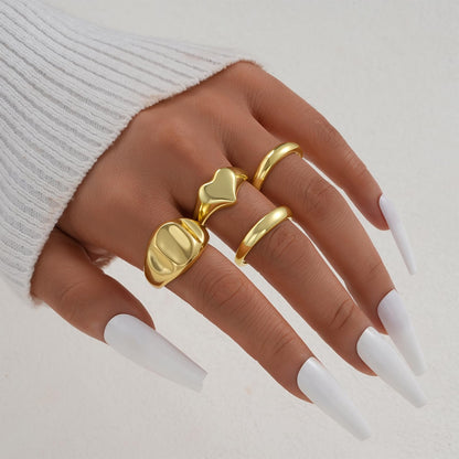 YEEZII Chunky Gold Rings for Women Non Tarnish, 18K Gold Plated Stackable Thumb Ring, Statement Women Rings Set