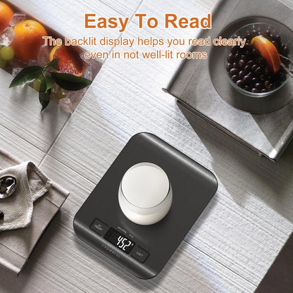 CROWNFUL Küchenwaage, 11lb/5kg Digitale Küchenwaage für Kochen und Backen, 6 Maßeinheiten mit Tara-Funktion (Batterie enthalten)