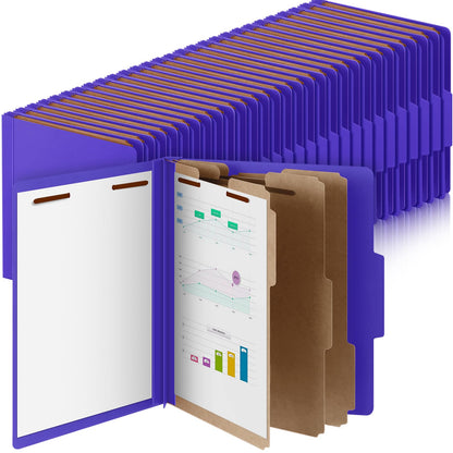 Skyygemm 60 Pcs Classification Folders Letter Size, 3 Divider Pressboard File Folder with Fasteners, Expanding File Organizer Bulk for Documents, Projects, Reports, School Teacher, Office (Orange)