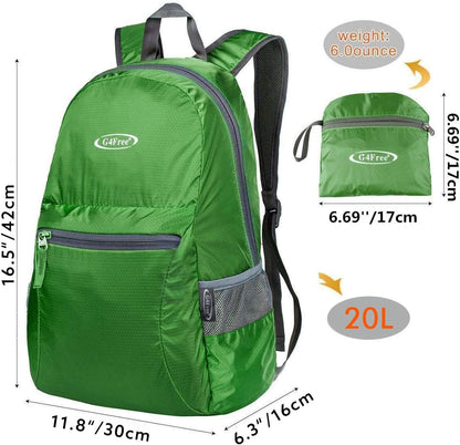 G4Free 20L Lightweight Packable Backpack Foldable Travel Hiking Daypack for Men and Women