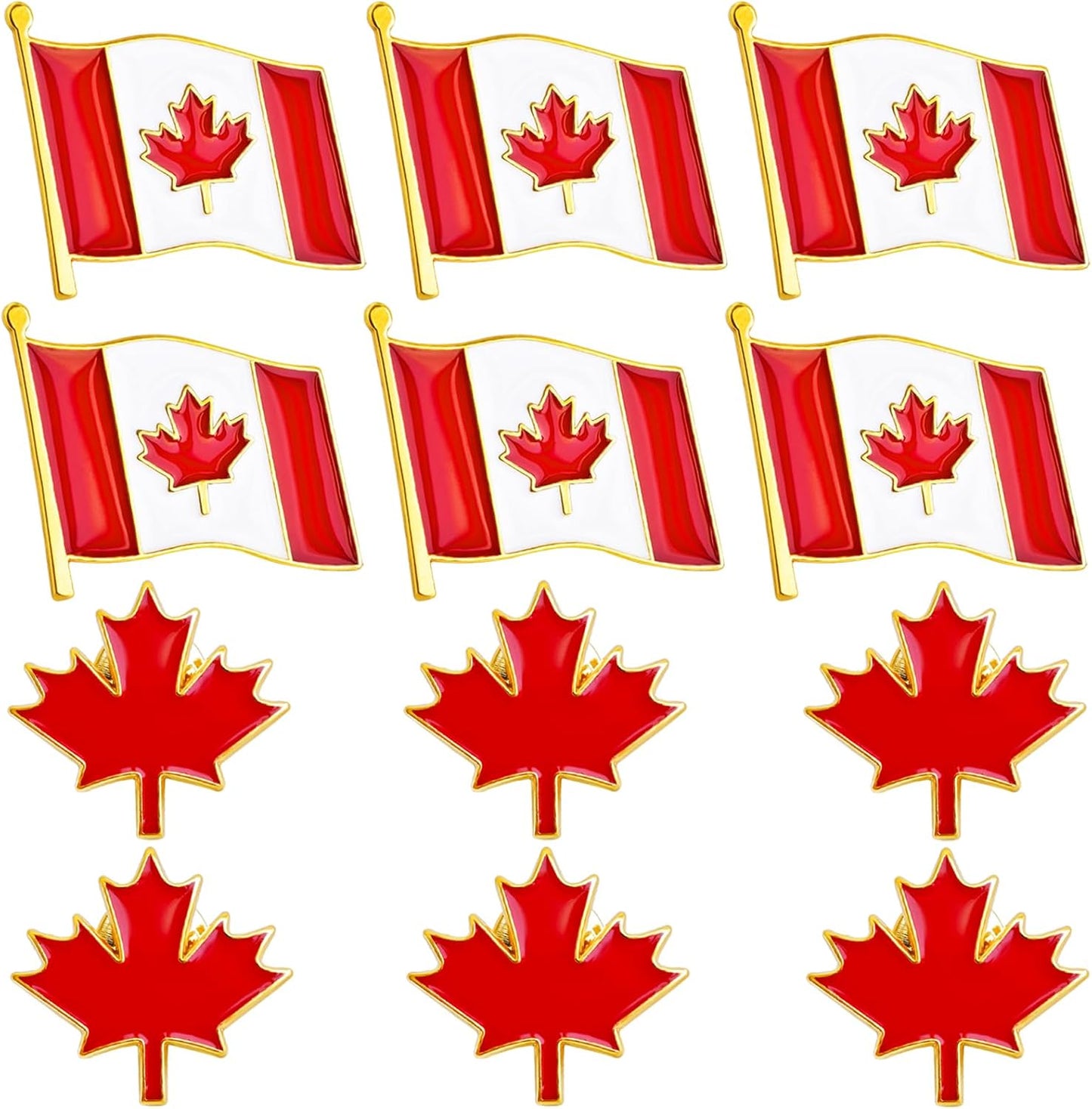 Canada Flag Pin & Maple Leaf Lapel Pin Set,Patriotic Canadian Badges Brooches For Clothes,Bags,Hats,Canadian Souvenir Gift For Men Women National Day,Independence Day Decoration