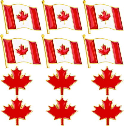 Canada Flag Pin & Maple Leaf Lapel Pin Set,Patriotic Canadian Badges Brooches For Clothes,Bags,Hats,Canadian Souvenir Gift For Men Women National Day,Independence Day Decoration