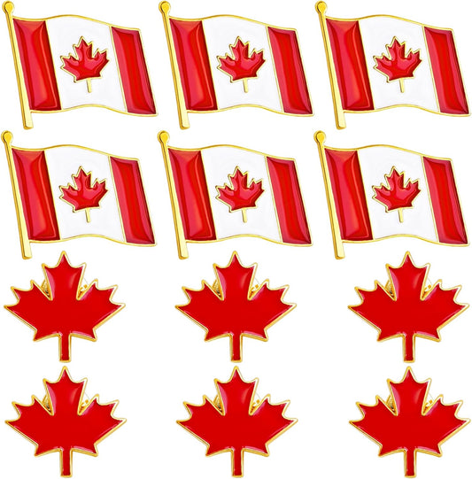 Canada Flag Pin & Maple Leaf Lapel Pin Set,Patriotic Canadian Badges Brooches For Clothes,Bags,Hats,Canadian Souvenir Gift For Men Women National Day,Independence Day Decoration