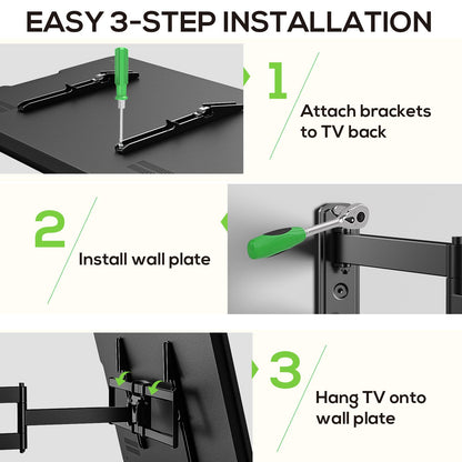 USX MOUNT Swivel TV Wall Mount for 26-60 Inch TVs up to 80 lbs, Single Articulating Arm, Full Motion TV Wall Mount Bracket with Swivel and Tilt, Max VESA 400x400mm
