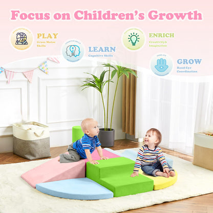 QUCHI Kletterspielzeug für Kleinkinder, Kletterspielzeug für Kleinkinder drinnen, 7-teiliges Weichschaum-Kletterblock-Set, Kleinkind-Spielecke Kletterer Indoor Schaumstoff-Spielplatz zum Klettern, Krabbeln und Rutschen