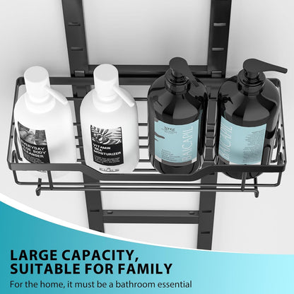 Moforoco Shower Caddy Shelf Organizer Rack, Self Adhesive Black Bathroom Shelves Basket, Home Farmhouse Wall Shower Inside Organization and Storage Decor Rv Accessories, First Apartment Essentials