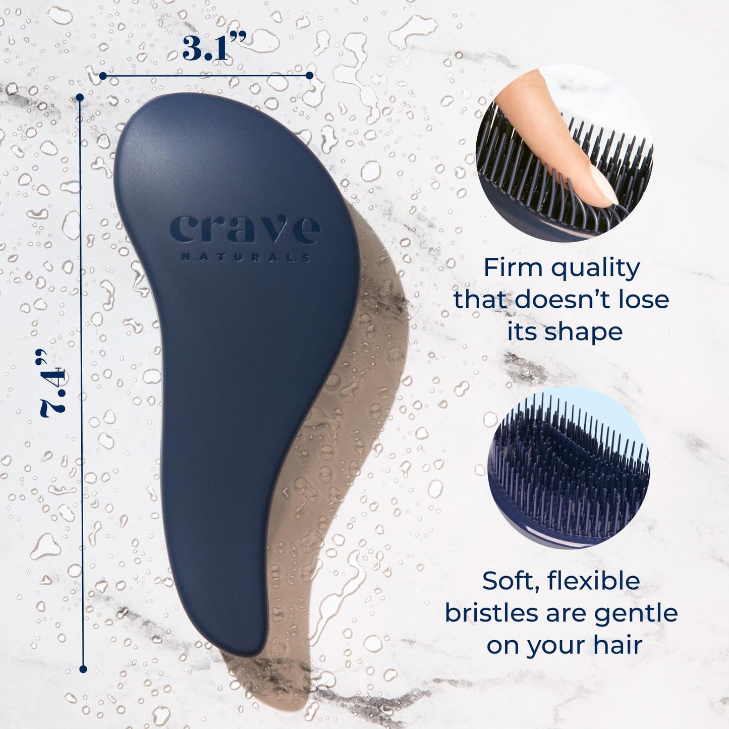 Crave Naturals Glide Thru Entwirrbürste für Erwachsene und Kinder. Entwirrbürste für natürliches, lockiges, glattes, nasses oder trockenes Haar. Haarbürsten für Frauen. Stylingbürste (Blau)