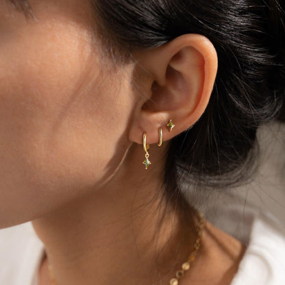 Gold Earrings For Women, Dainty Huggie Earrings Stack 14K Gold Plated Pearl Dangle Earrings for Women Trendy Cute Hypoallergenic Unique Gold Earring Stack Fashion Gold Jewelry Gifts