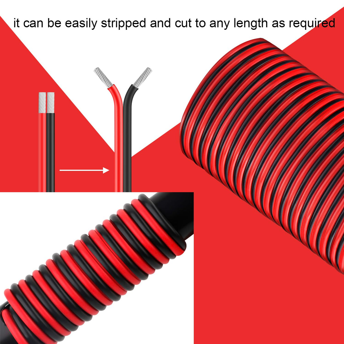 VIABRICO 16 AWG Gauge Electrical Wire, 100FT 2 Conductor Red Black Hookup Cable for 12V/24V DC LED Strips, Landscape, Marine, Car Speaker, Automotive