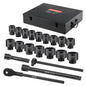 VEVOR 91-Piece 1/2" Drive Impact Socket Set, SAE (5/16" to 1-1/4") & Metric (8 to 32 mm), CR-V, Deep & Shallow, 6 Point, Ratchet Handle, Universal Joint, Adapters, Extension Bars (3, 5, 10 in)