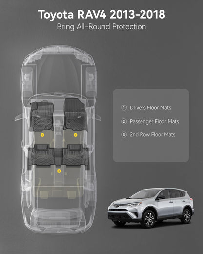 3W Floor Mats for Toyota Tacoma 2024 2025 2026 Double Cab Auto Tran(Not Fit Hybrid & XtraCab), TPE All Weather Custom Fit Floor Liner for Tacoma TRD/SR/SR5/limited Car Liners.
