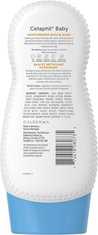 Cetaphil Baby Wasch & Shampoo mit Bio-Ringelblume – tränenfrei – ohne Parabene, Farbstoffe und Mineralöle – 400ml Pumpspender
