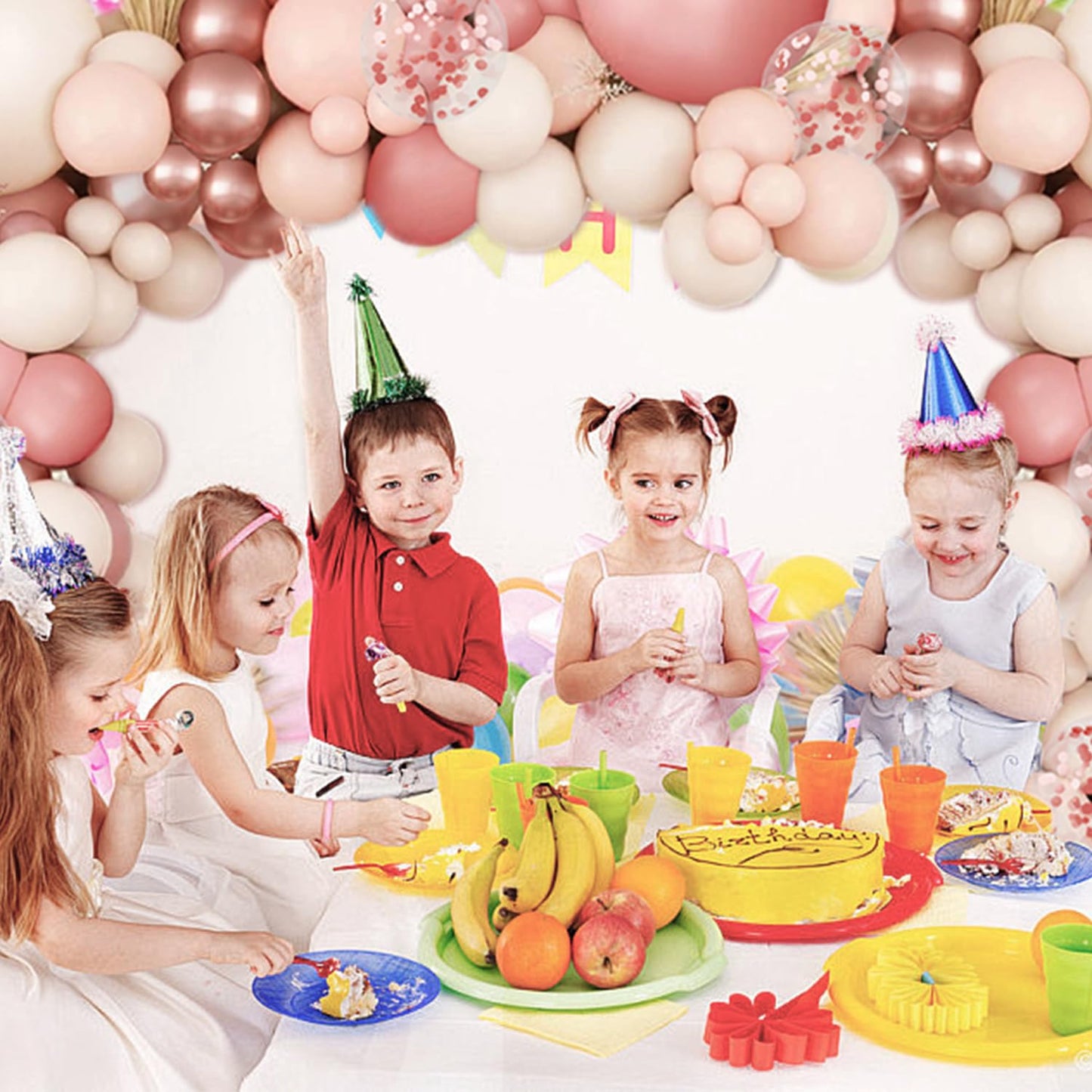 Blush Pink Ballons Girlande Bogen Kit, 144 Stücke Retro Rosa Roségold Sand Weiß Konfetti Ballons für Brautparty Valentinstag Hochzeit Verlobung Geburtstag Party Dekorationen……