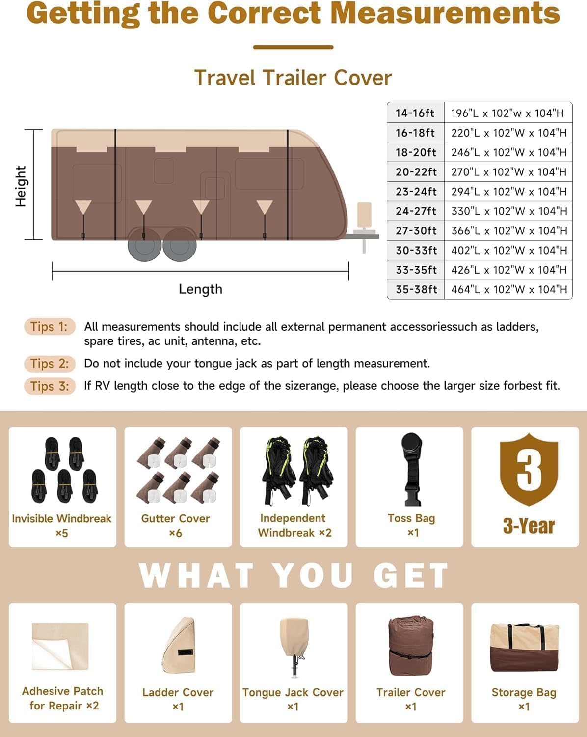 Umbrauto Class C RV Cover Fits 29-32’, Class C Motorhome Camper Cover, Heavy Duty 7 Layers Top Windproof Breathable RV Cover with 3Pcs Extra Straps, Adhesive Repair Patches, 6 Gutter Covers