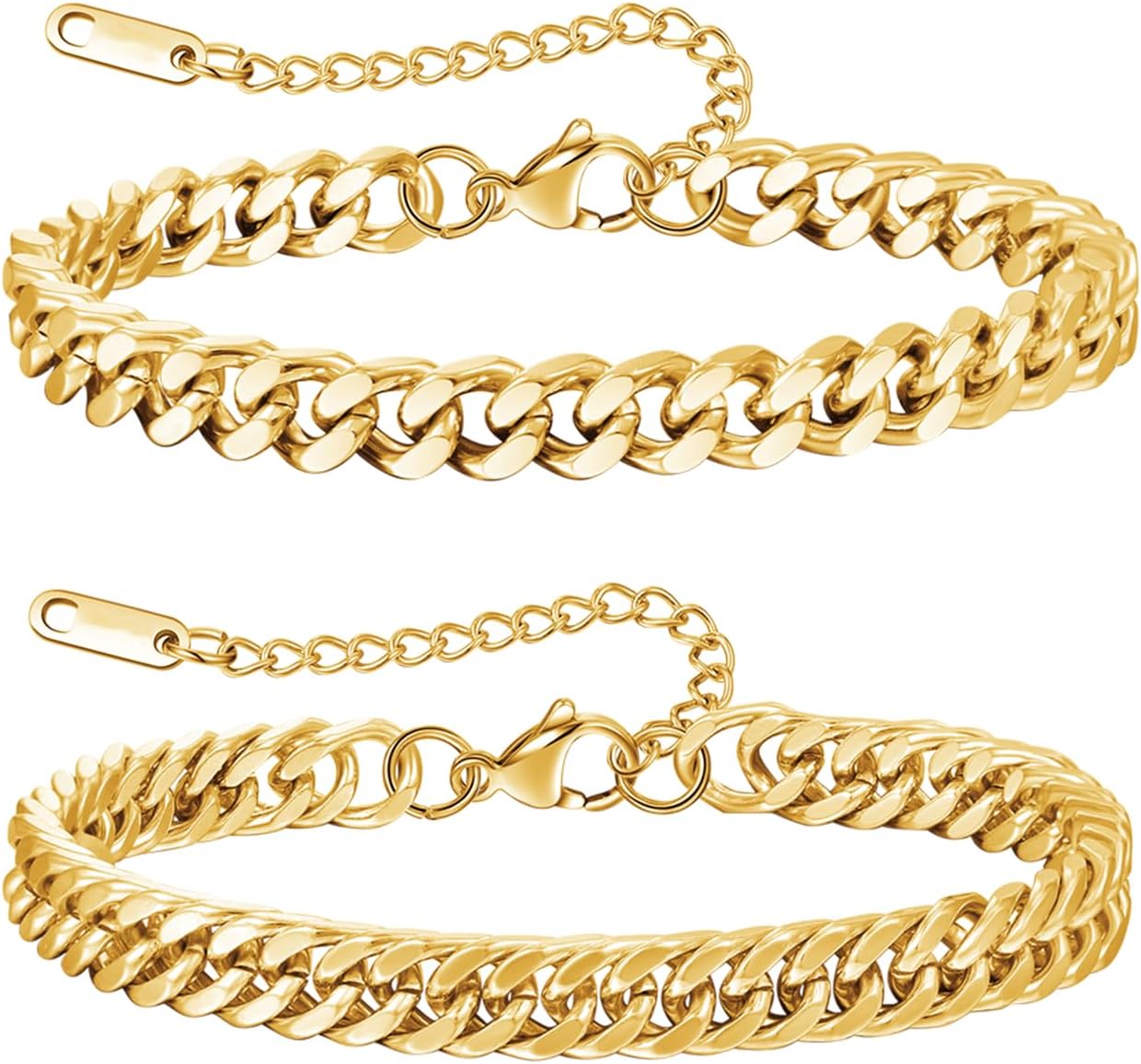 7.8+1.2 inches (20+3 cm)2pcs-gold-cuban