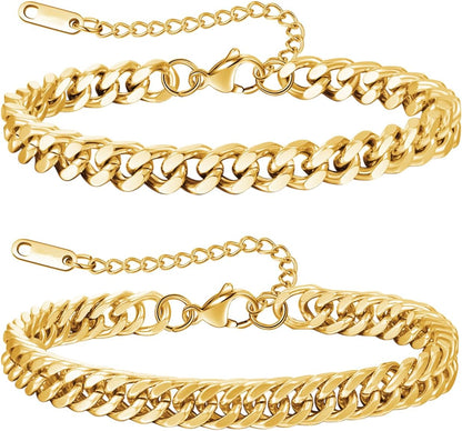 7.8+1.2 inches (20+3 cm)2pcs-gold-cuban