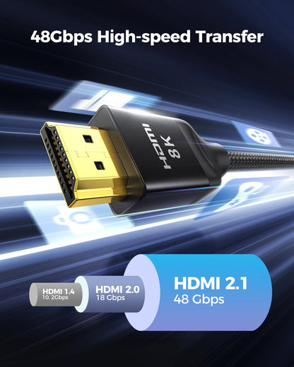Silkland Zertifiziertes HDMI 2.1 Kabel, [4K@240Hz 144Hz 120Hz, 8K@60Hz] 1440P Ultra High Speed HDMI Kabel 48Gbps (Verbessertes geflochtenes Design), HDR10+, eARC, HDCP 2.3, Kompatibel mit Xbox/PS5/PS4/Roku TV-2m