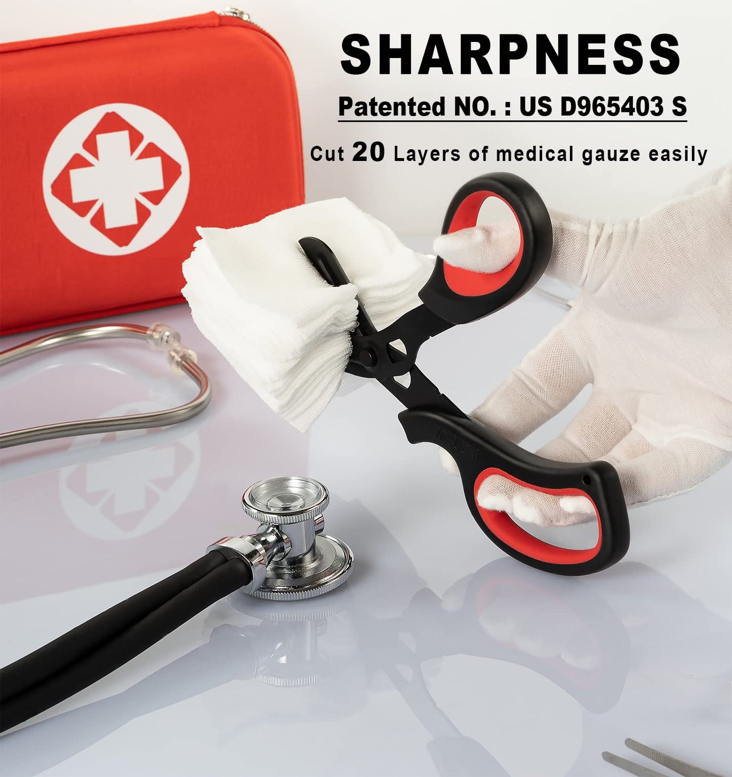 MEUUT 2 Pack Medical Scissors Trauma Shears for Left and Right Hand -Patented Bandage Scissors All Purpose with Non-Stick Blades, Surgical Grade Shears Stainless Steel EMT Scissors for Nurses EMT