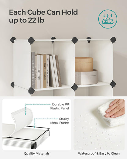 SONGMICS Cube Storage Organizer, Set of 16 Plastic Cubes, Closet Organizers and Storage, Room Organization, Bedroom Living Room, 12.2 x 48.4 x 48.4 Inches, Rustic Brown ULPC442A01