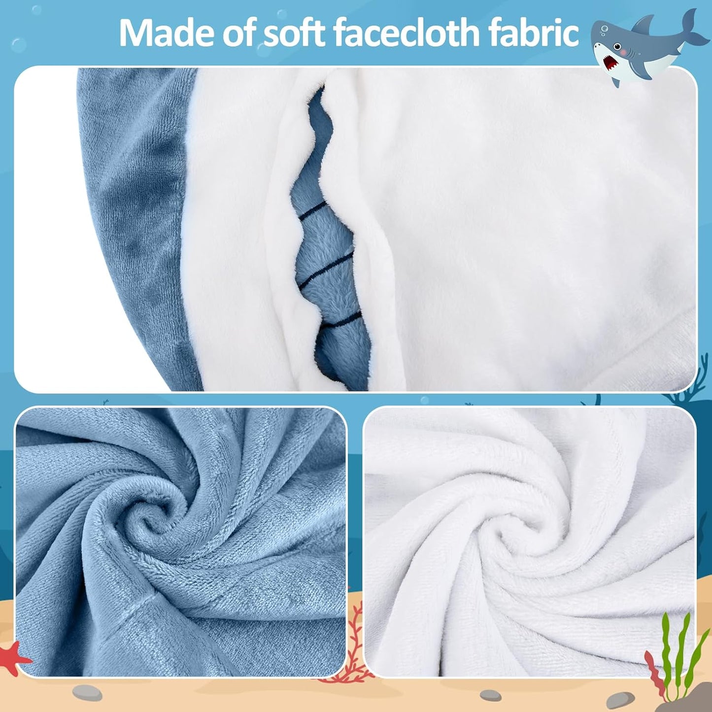 Shark-Decke-Hoodie-Onesie für Erwachsene und Kinder, kuscheliger Flanell-Kostüm-Schlafsack