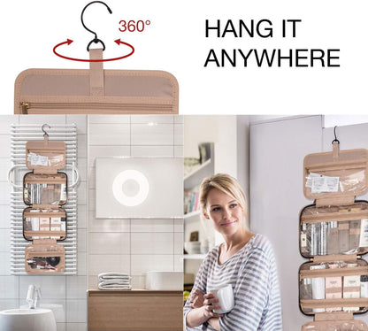 BAGSMART Kulturbeutel Reise-Organizer mit Aufhängehaken, wasserdichte Make-up-Kosmetiktasche für Zubehör, Shampoo, Standardbehälter, Toilettenartikel