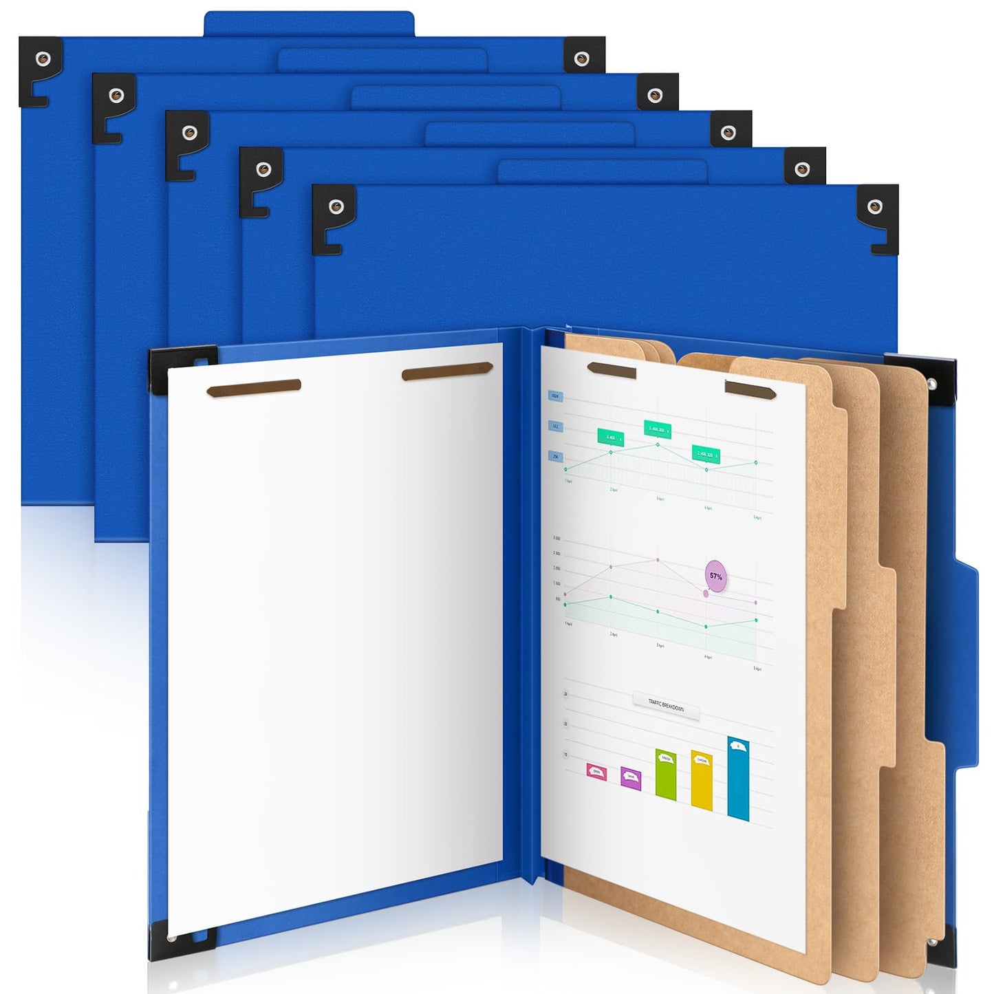 Henoyso 10 Pcs Hanging Classification File Folders, Letter Size Red Folders with 3 Pressboard Dividers, 8 Fasteners, 4 Inch Expansion, 1/3-cut Top Tab for Medical Records and File Cabinet Organizer