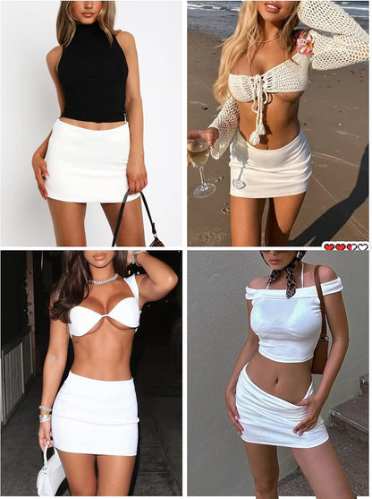Danysu Dehnbare Mini Skorts Mid Waist Rock mit Shorts Seitenschlitz 2025 Sport Alltag Ausgeh-Outfits