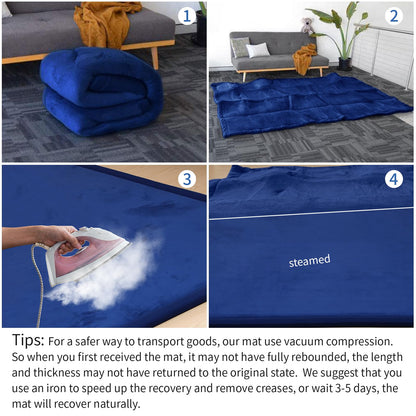 Huloo Sleep Ultra Soft Baby Spielmatte für den Boden, 3,3 cm dicke Elasti-Foam 127x127 cm Laufgittermatte für Kleinkinder, rutschfeste Rückseite, sicher zum Krabbeln und für die Bauchlage, Tatami-Stil (Dunkelgrau)