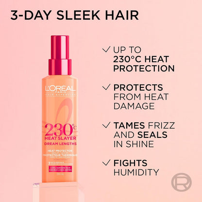 L'Oréal Paris Hair Expertise Dream Lengths Heat Slayer Haarserum, Hitzeschutz Spray für Haare, Leave-In Anti-Frizz, 130ml (Verpackung kann variieren)