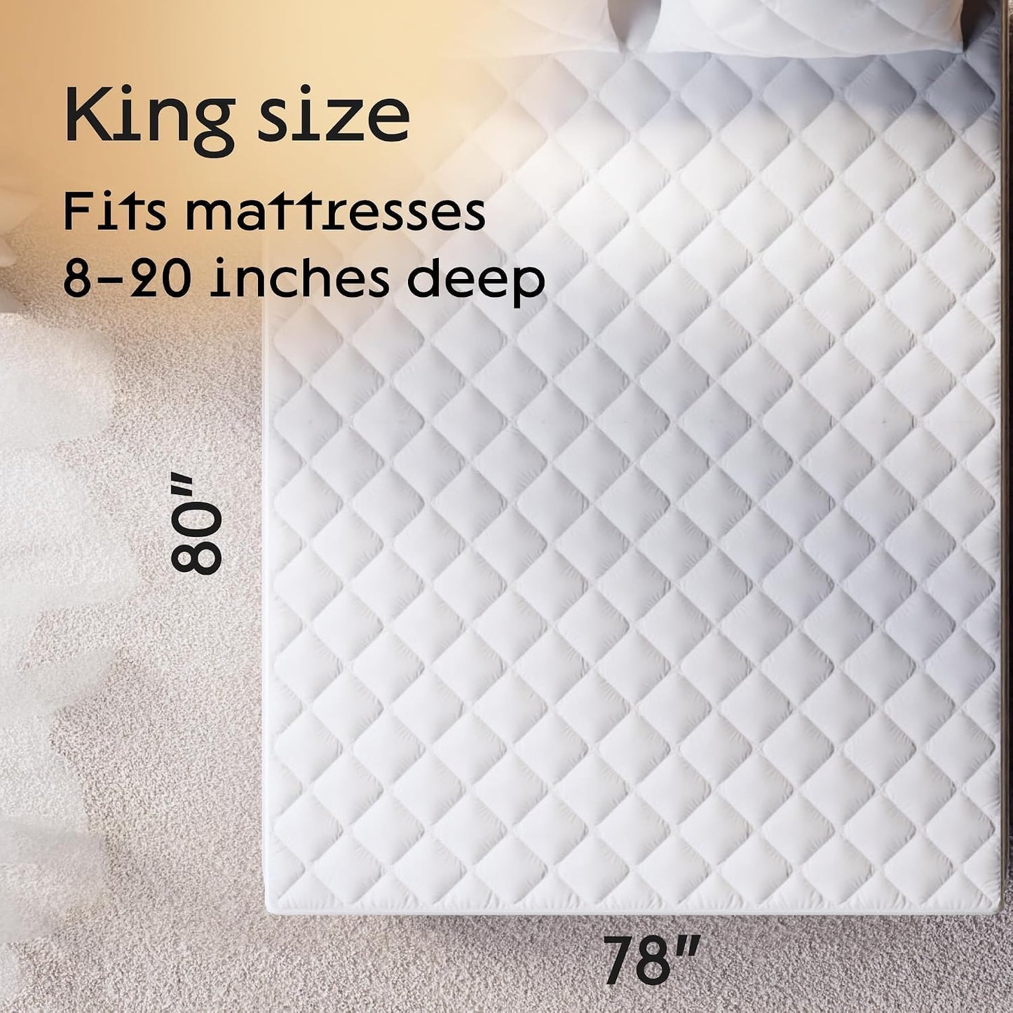 Cloud-Like Queen Mattress Topper - 100% Cotton Top Mattress Pad for Back Pain Relief