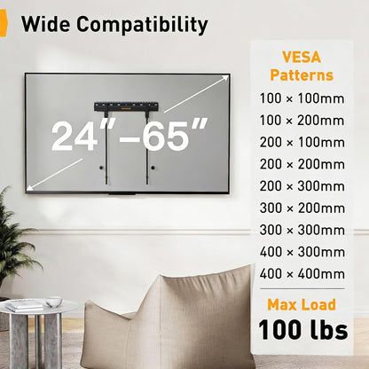 Perlegear Heavy Duty Fixed TV Wall Mount for 42"-115" TVs up to 225 lbs, Low Profile TV Mount Fits 16", 24", 32" Studs, One-Piece Bracket with Magnetic Pull Tabs, Max VESA 800x600mm
