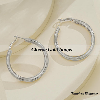 42 Paar goldene Creolen für Damen, Modisches klobiges Perlenohrring-Multipack, gedrehter Statement-Ohrring-Pack, hypoallergene kleine große Creolen für Geburtstagsfeiern (Gold-42 Paare)