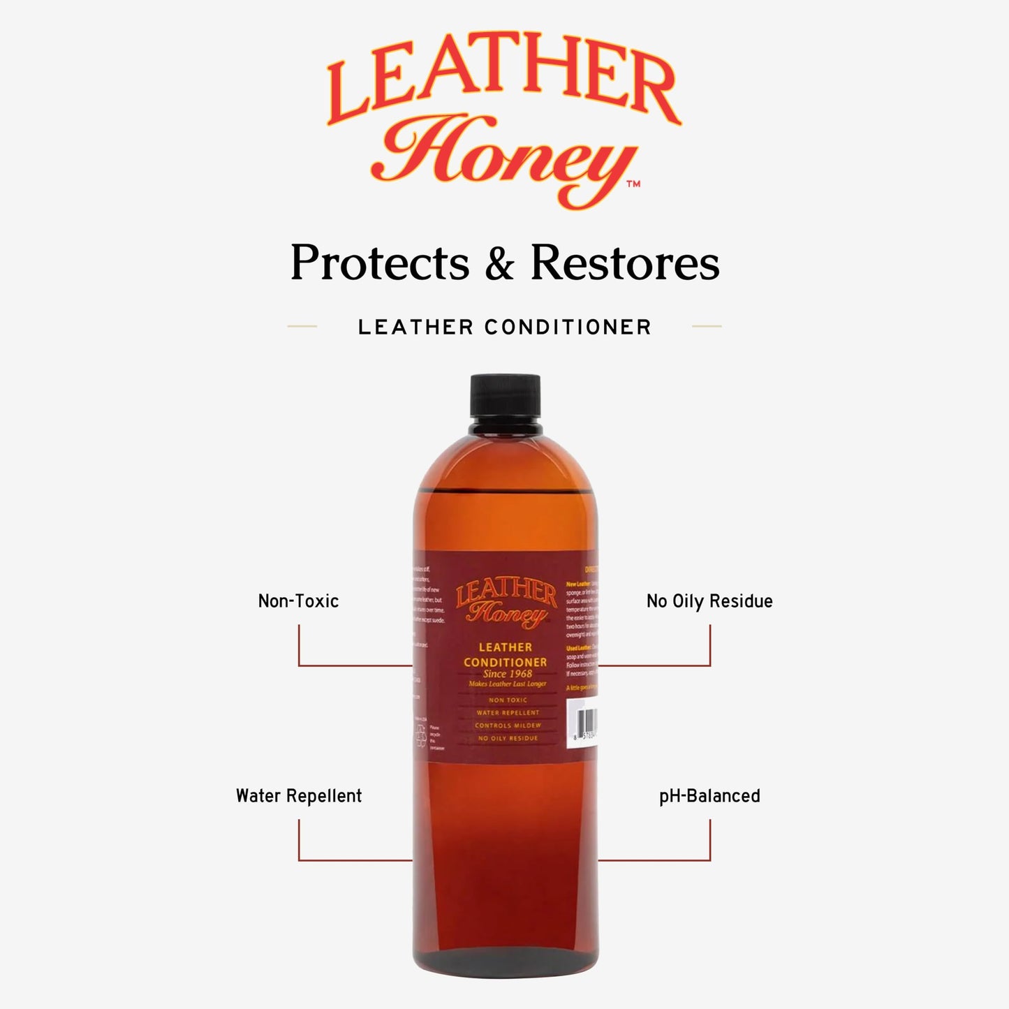 Leather Honey Leather Conditioner, Since 1968. for All Leather Items Including Auto, Furniture, Shoes, Purses and Tack. Non-Toxic and Made in the USA / 8 Fl Oz (Pack of 1)