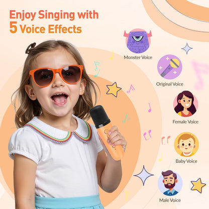 Mini Karaoke Machine for Kids Adults, Portable Bluetooth Speaker with 2 Wireless Microphone, Birthday Gifts for Girls Boys Ages 4, 5, 6, 7, 8, 9, 10, 12+ Years Old (Pinkcolor)