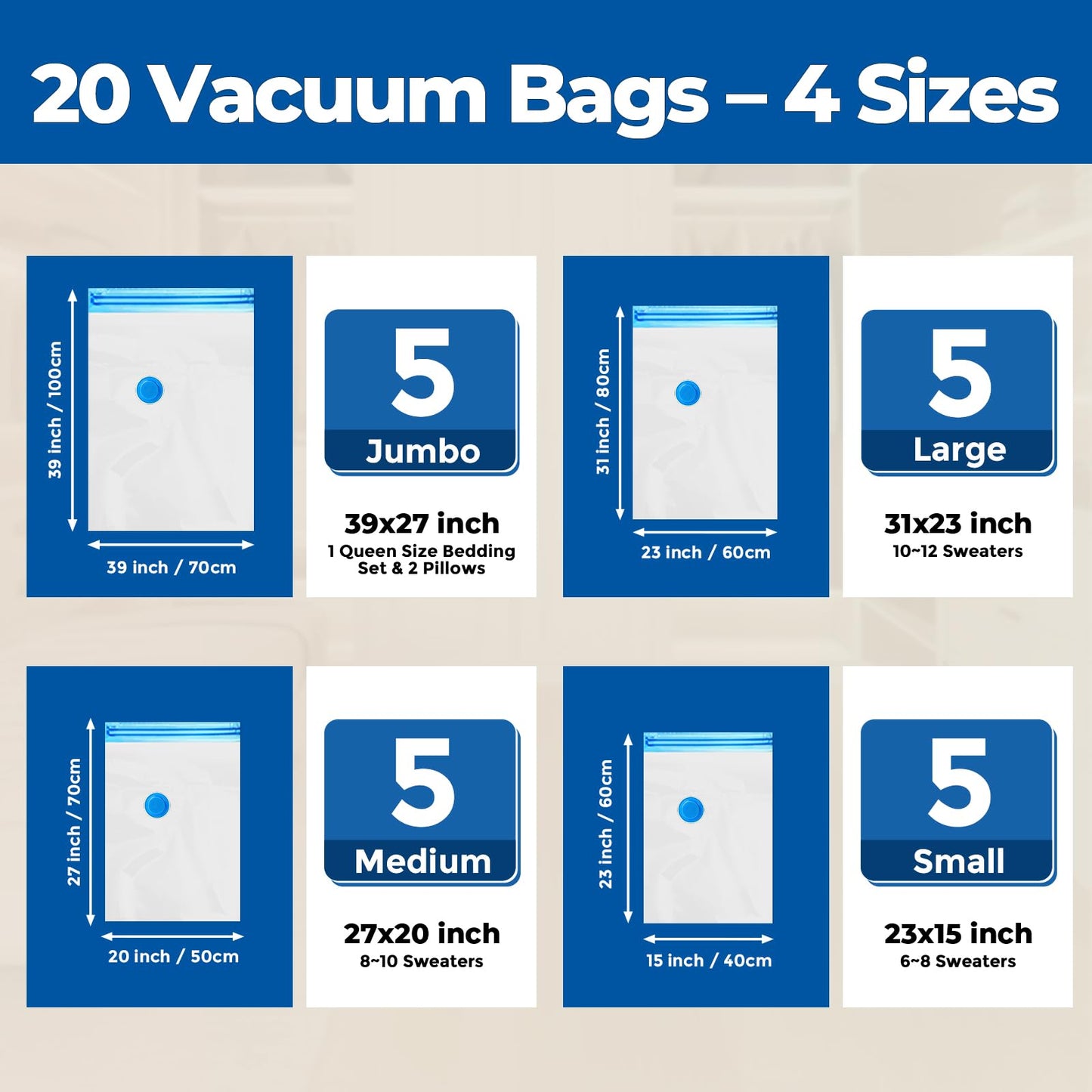 ETENWOLF Vacuum Storage Bags for Travel with Rechargeable Wireless Pump, Vacuum Seal Bags for Clothes and Travel, Space Saver Bags in Carry-On Sizes, Perfect for Luggage and Suitcases, 12 Combo