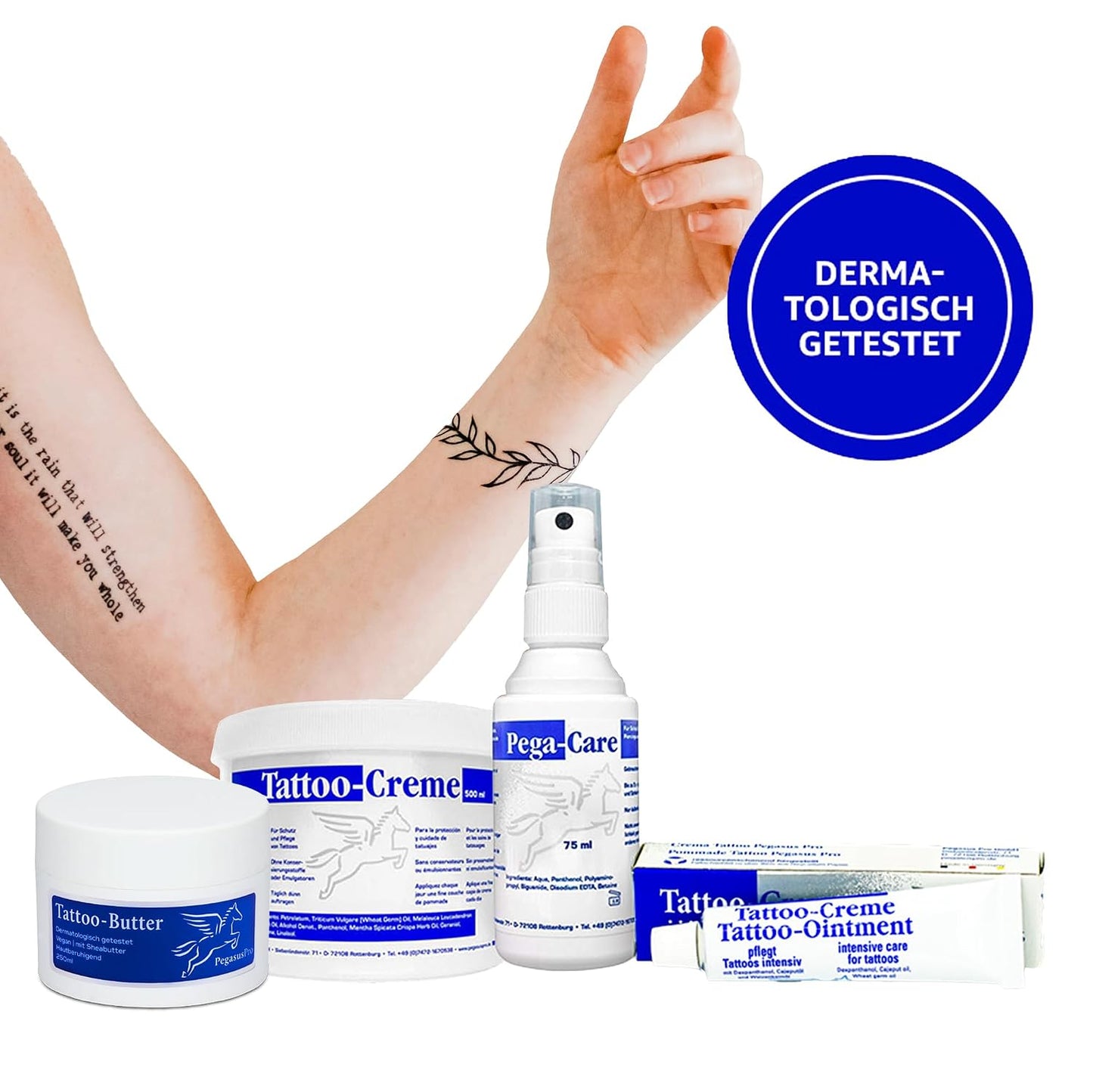 Pegasus Pro Tattoo Creme Special 250ml ml Tattoo Care Cream Butter with Beta-Glucan Vegan