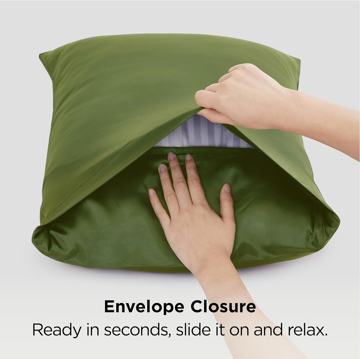 Bedsure Satin-Kissenbezug, Queen-Size, 2er-Pack, Seidenkissenbezügen ähnlich, seidige Kissenhüllen mit Hotelverschluss, Raumdeko, Valentinsgeschenke für Frauen und Männer, Grau, 50x75 cm