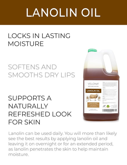 velona Lanolin Oil USP Grade 7 lb | 100% Pure and Natural Carrier Oil | Refined, Cold pressed | Skin, Hair, Body & Face Moisturizing | Use Today - Enjoy Results