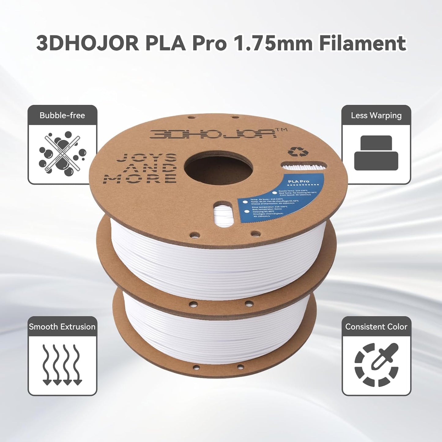 3DHoJor PLA+ Filament 1.75mm, 3D-Drucker-Filament PLA Plus, Kartonspule 3D-Druck-Filament, Maßgenauigkeit +/- 0.03 mm, Lila, 1kg