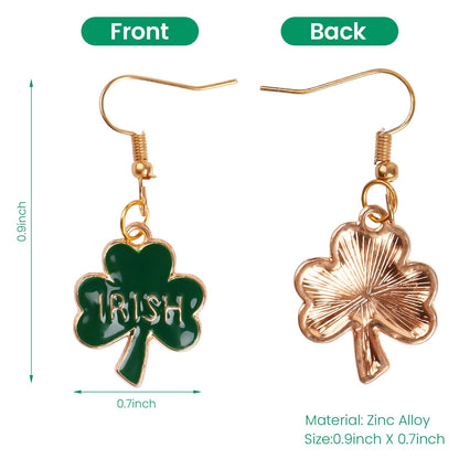 Prstvil St. Patricks Day Ohrringe, grüne Kleeblatt-Ohrringe für Damen, St. Patrick's Day Accessoires Glücksbringer Creolen (Grün-2)