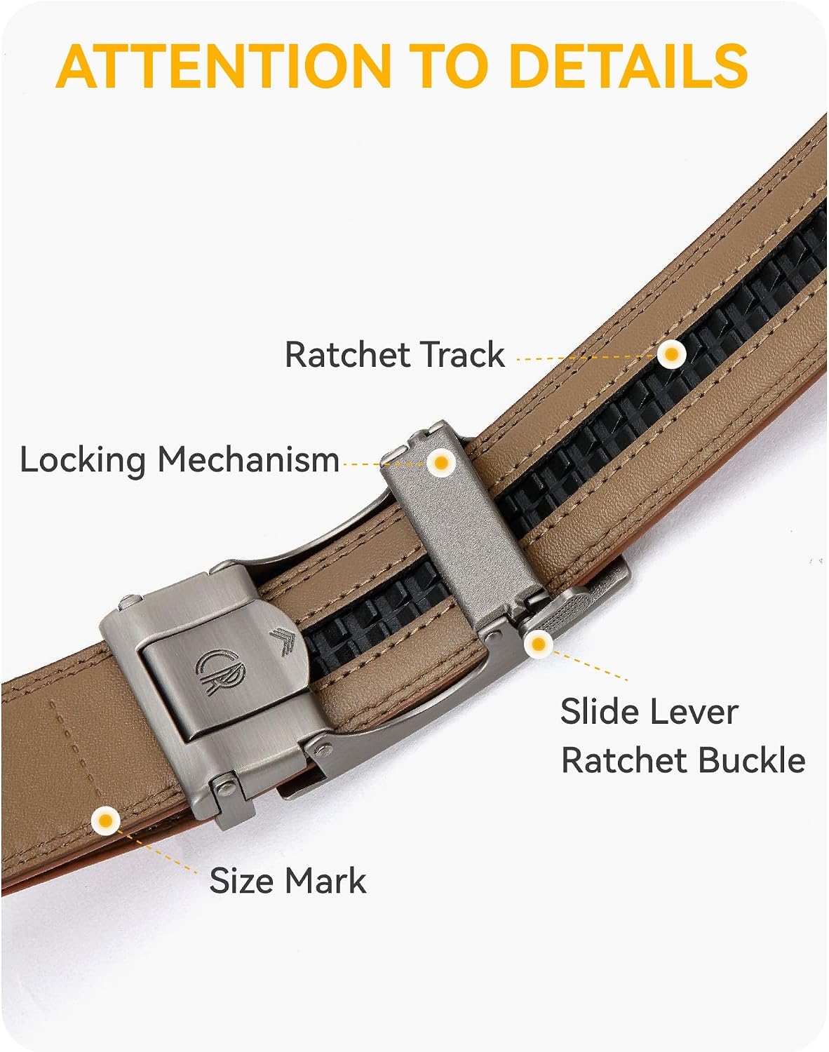 CHAOREN Mens Belt Leather Belts for Men Ratchet Belt, Customizable Fit (35mm)