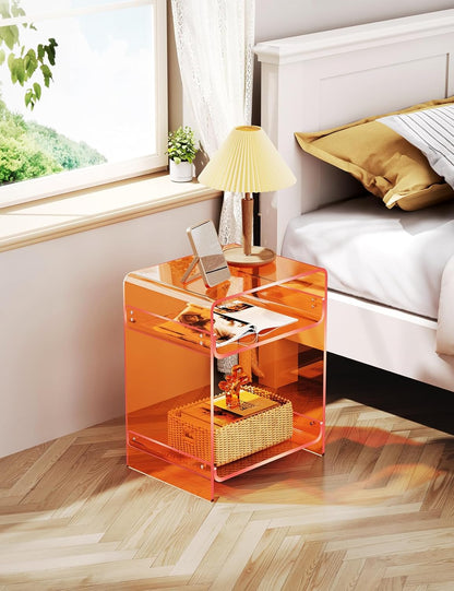 Acrylic Side Table with a Pop of Color