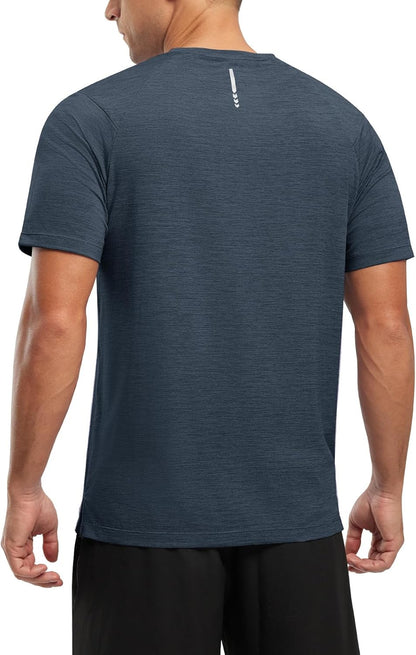 Rdruko Herren Kurzarm Trainingsshirts – Trockene Passform – Feuchtigkeitstransportierend – Für Laufen, Fitnessstudio, aktiven Sport