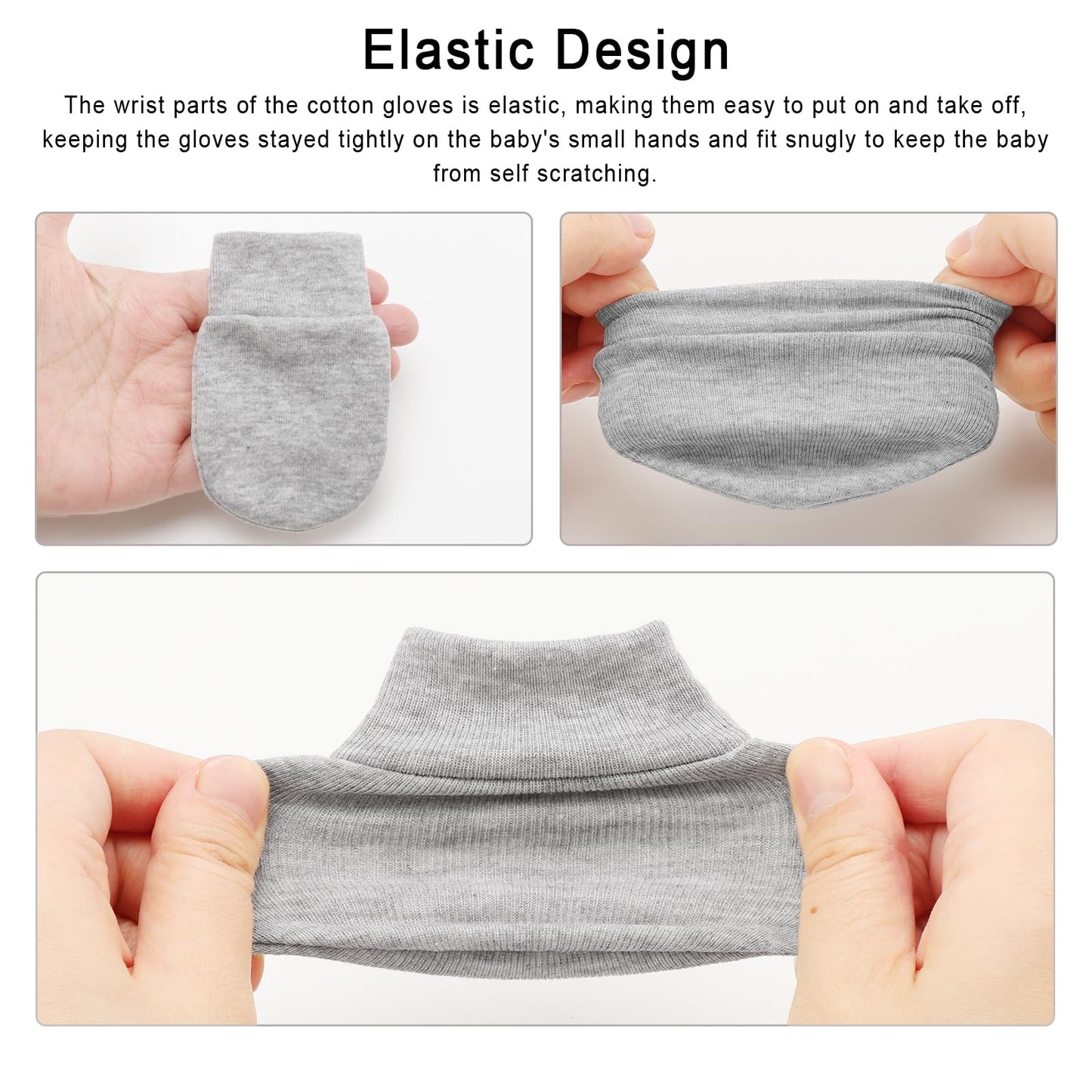 BQUBO Baby Fäustlinge Kratzschutz Handschuhe aus Baumwolle mit elastischem Bündchen Hypoallergen für Neugeborene und Babys von 0-6 Monaten Jungen und Mädchen