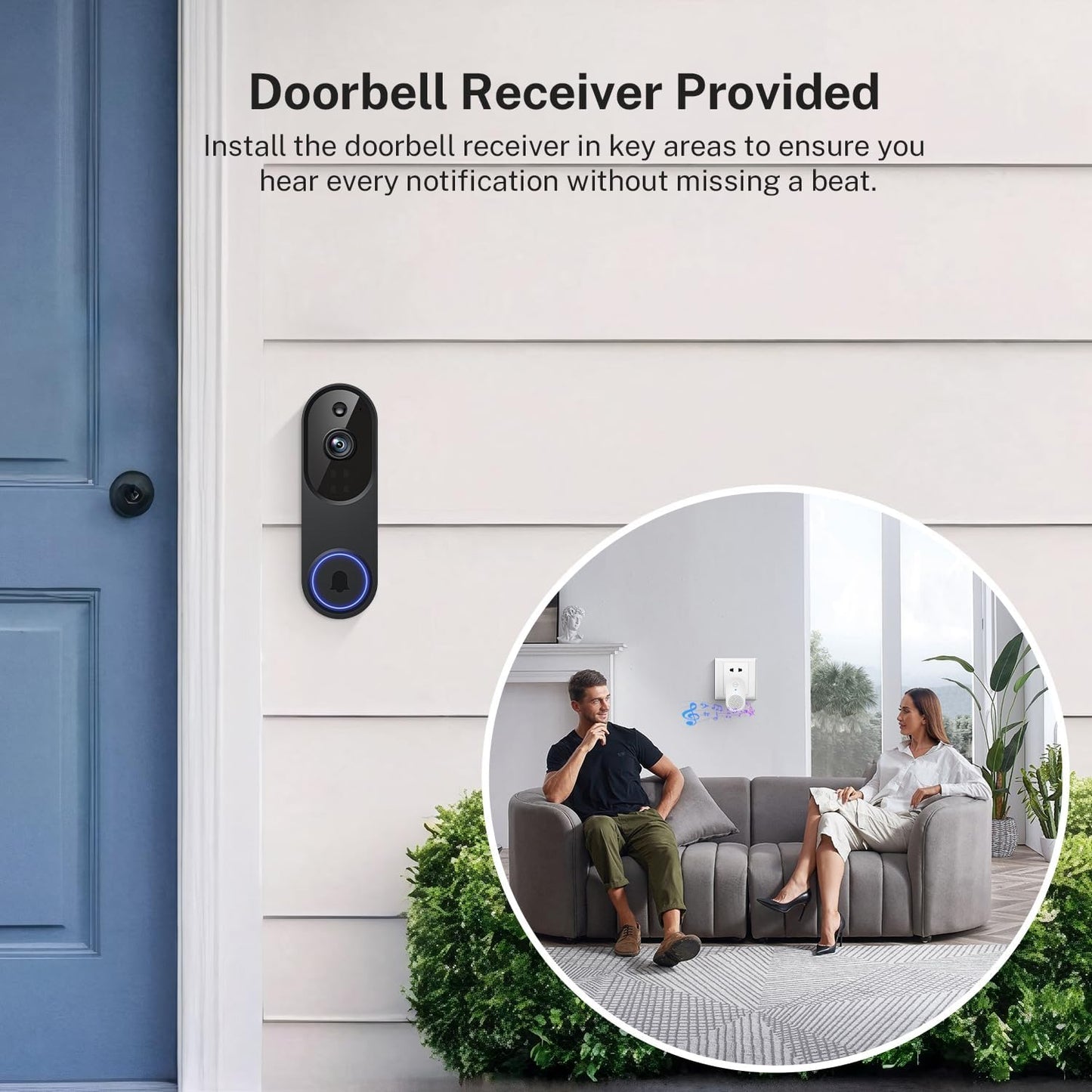 Orbitell 1080p Wireless Wi-Fi Video Doorbell Camera with Two Way Audio, Night Vision, Cloud Storage, Smart AI Motion Detection, Support 2.4GHz Wi-Fi only