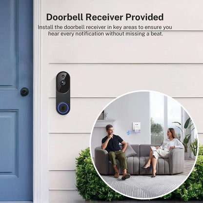 Orbitell 1080p Wireless Wi-Fi Video Doorbell Camera with Two Way Audio, Night Vision, Cloud Storage, Smart AI Motion Detection, Support 2.4GHz Wi-Fi only