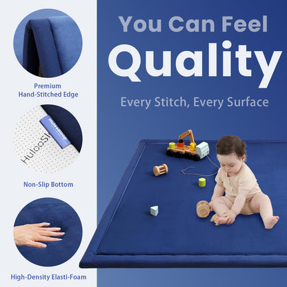 Huloo Sleep Ultra Soft Baby Spielmatte für den Boden, 3,3 cm dicke Elasti-Foam 127x127 cm Laufgittermatte für Kleinkinder, rutschfeste Rückseite, sicher zum Krabbeln und für die Bauchlage, Tatami-Stil (Dunkelgrau)