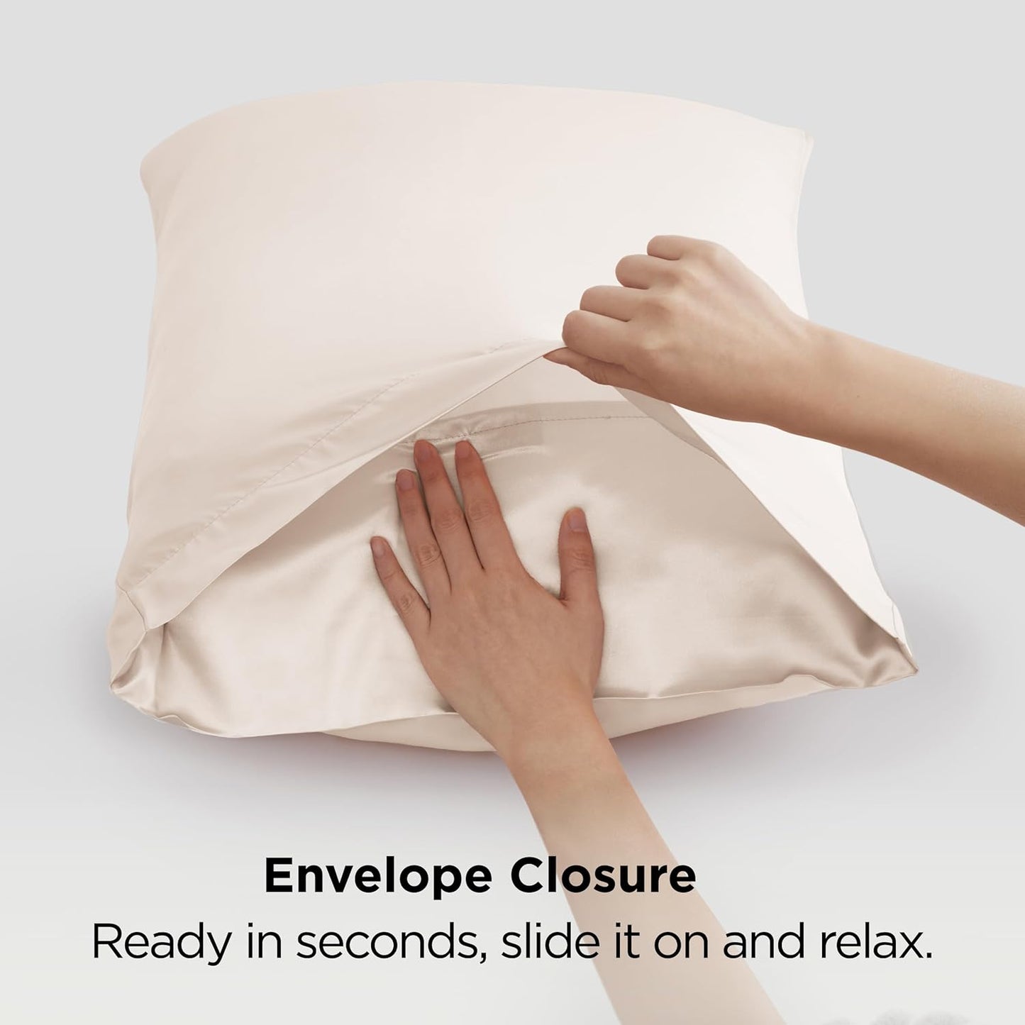 Bedsure Satin-Kissenbezug, Queen-Size, 2er-Pack, Seidenkissenbezügen ähnlich, seidige Kissenhüllen mit Hotelverschluss, Raumdeko, Valentinsgeschenke für Frauen und Männer, Grau, 50x75 cm