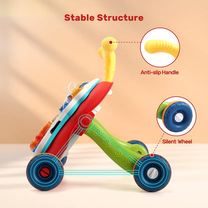 CUTE STONE Sitz-Steh-Lernlaufwagen, 2-in-1 Baby-Lauflernhilfe, frühpädagogisches Aktivitätszentrum für Kinder, multifunktionale abnehmbare Spielkonsole, musikalisches Lernspielzeug für Kleinkinder, Jungen und Mädchen