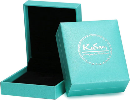 KnSam 18K White Gold Rings, Square Cut Green Emerald 2.26ct VS and 0.47ct Diamond Silver